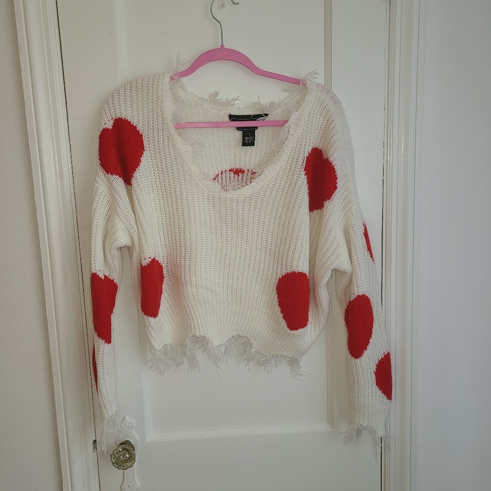 Distressed heart sweater